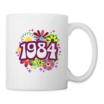 Rétro Groovy Année 1984 Femme 40 Ans Anniversaire - Mug blanc - blanc - Droite