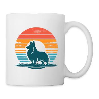 Corgi Vintage Sunset - Tasse - Weiß - Rechts