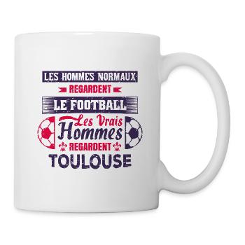les vrais hommes regardent toulouse fans club foot - Mug blanc - blanc - Droite