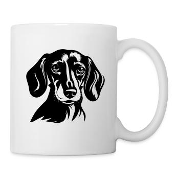 Dachshund Hund Kopf Dackel - Tasse - Weiß - Rechts