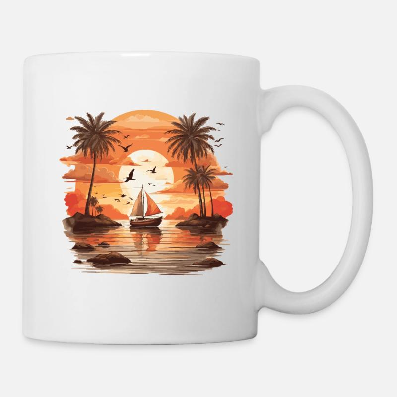 Sunset Boat - Wunderschöner Sonnenuntergang - Tasse - Weiß