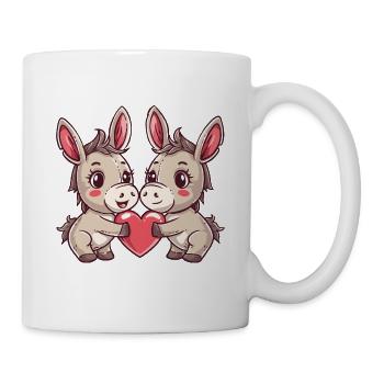 Esel Paar Verliebt Tier Valentinstag - Tasse - Weiß - Rechts
