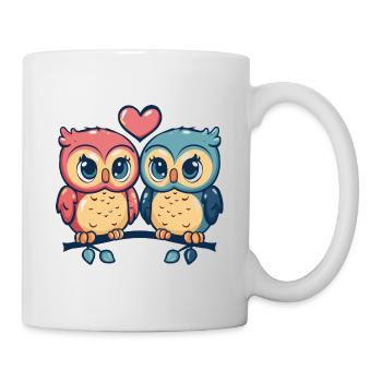 Eule Paar Paar Liebe Couple Verliebt - Tasse - Weiß - Rechts