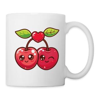 Kirschen Paar Liebe Herz Valentinstag - Tasse - Weiß - Rechts