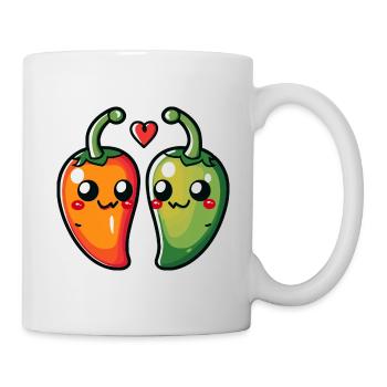 Couple de piment amour coeur Saint-Valentin - Mug blanc - blanc - Droite