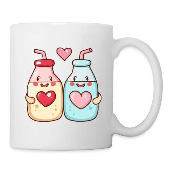 Milch Paar Liebe Herz Valentinstag - Tasse - Weiß - Rechts