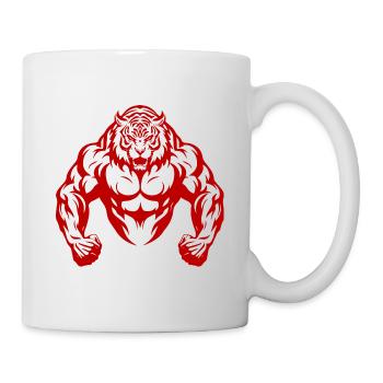 Muscles de musculation de tigre - Mug blanc - blanc - Droite