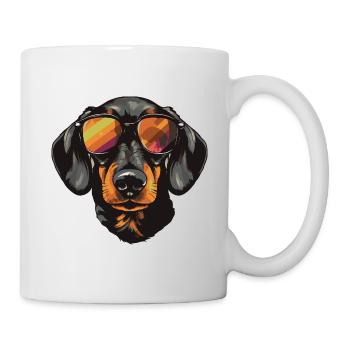 Dachshund Hund Kopf Porträt Dackel - Tasse - Weiß - Rechts