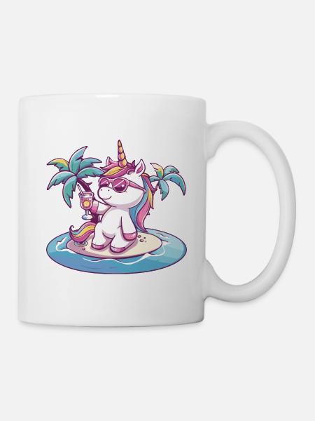 Einhorn Sommer Strand Urlaub - Tasse - Weiß
