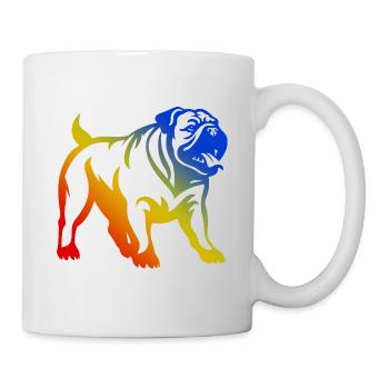 Bulldogg Hund Bunt - Tasse - Weiß - Rechts