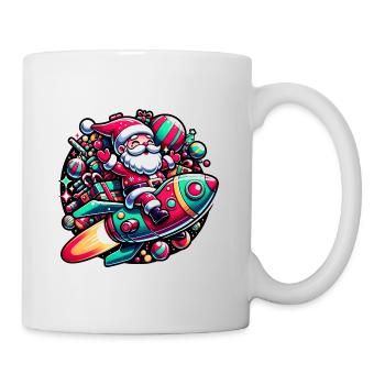 Funny Santa Claus comes with the spaceship - Mug - white - Right
