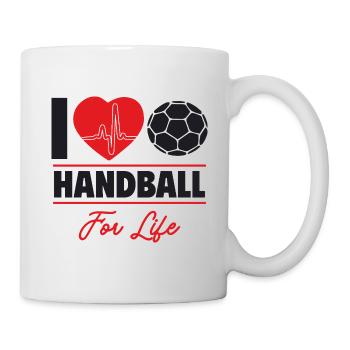 Handball ist mein Leben, Geschenkidee - Tasse - Weiß - Rechts