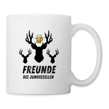 Freunde des Junggesellen – Hirsche Bierkrug Geweih - Tasse - Weiß - Rechts