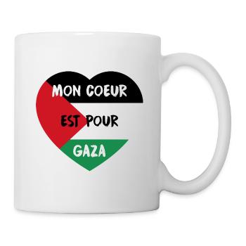 Mon Coeur est pour Gaza dans un drapeau Palestine - Mug blanc - blanc - Droite