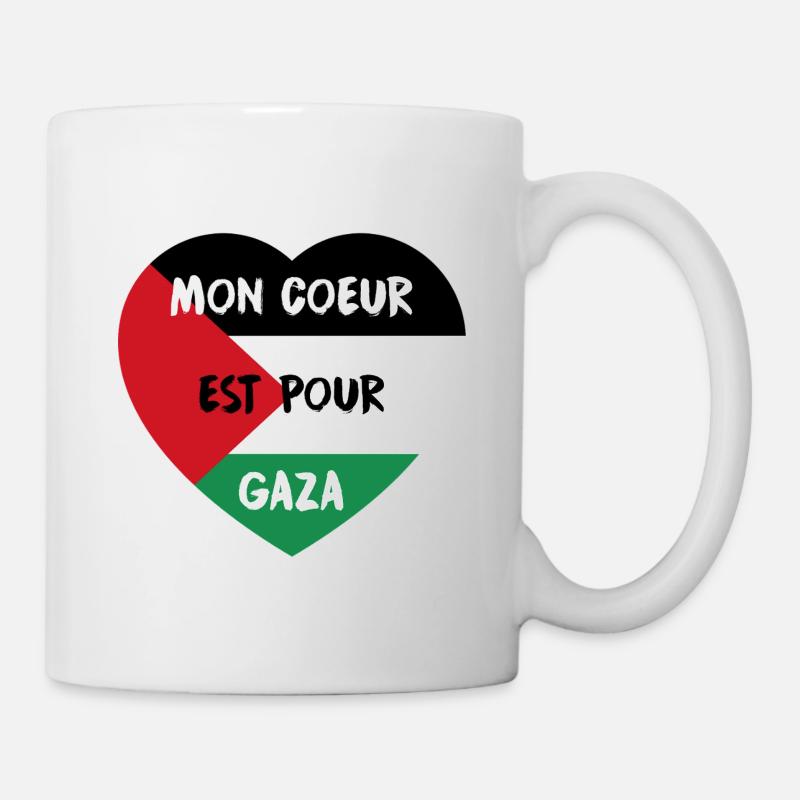 Mon Coeur est pour Gaza dans un drapeau Palestine - Mug blanc - blanc
