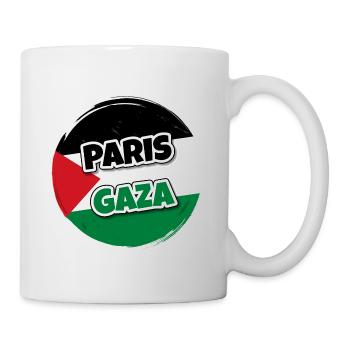 Drapeau de la Palestine rond avec texte PARIS GAZA - Mug blanc - blanc - Droite