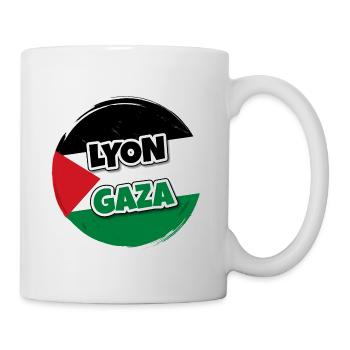 Drapeau de la Palestine rond avec texte LYON GAZA - Mug blanc - blanc - Droite