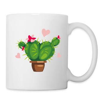 Cactus en fleurs en forme de cœur - Mug blanc - blanc - Droite