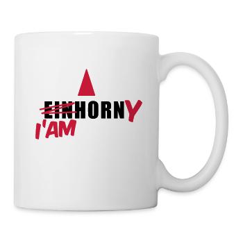 Einhorn T-Shirt - I'am Horny - Mallorca T-Shirts - Tasse - Weiß - Rechts