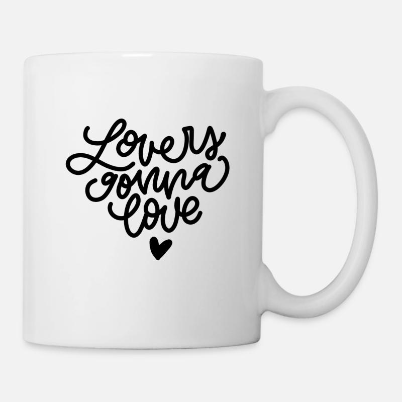 Lovers gonna love Monoline Lettering - Tasse - Weiß