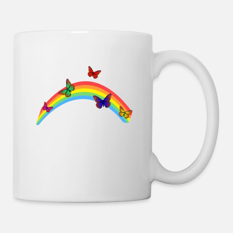 Schmetterling Regenbogen - Tasse - Weiß