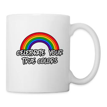 Célébrez la fierté gay LGBT Vos vraies couleurs CSD - Mug blanc - blanc - Droite