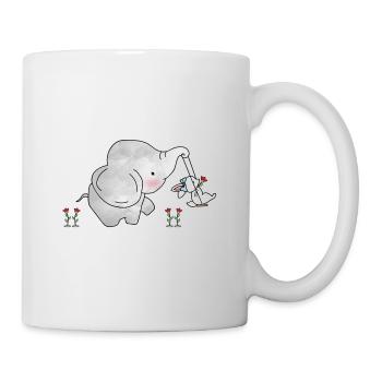 Cute Elephant Friendship Swing Flowers - Mug - white - Right