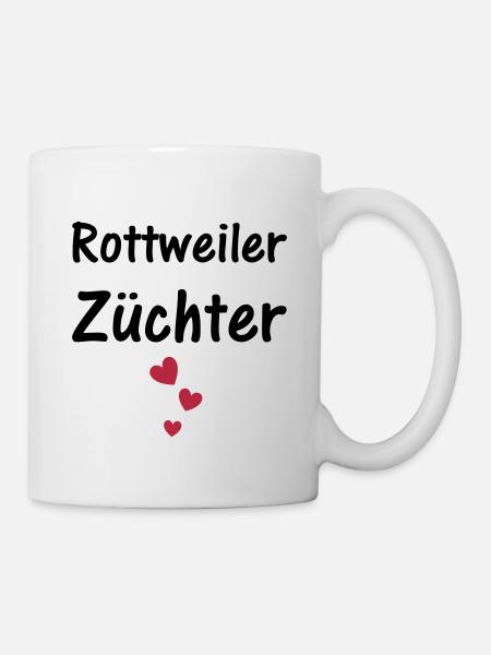 Rottweiler Züchter mit Herzen - Tasse - Weiß
