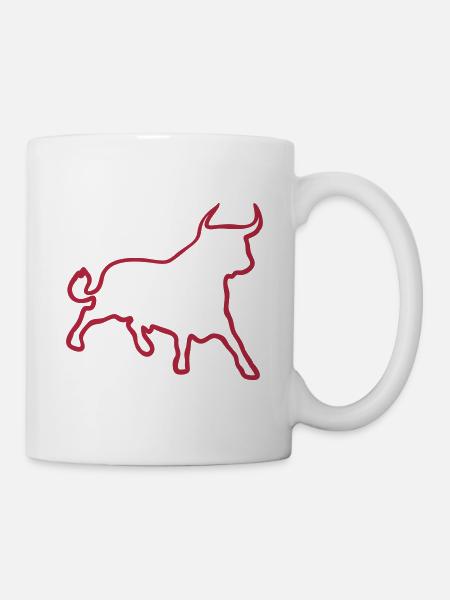 Stier / Toro / Bull / Kontur - Tasse - Weiß