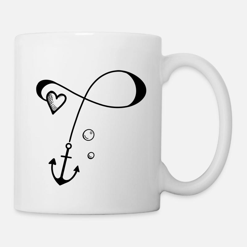 Anker mit Herz am Seil - unendliche Liebe - Tasse - Weiß