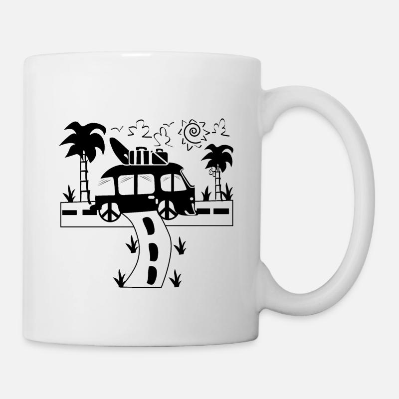 Urlaub mit dem Bus Sonne Palmen Surfen - Tasse - Weiß
