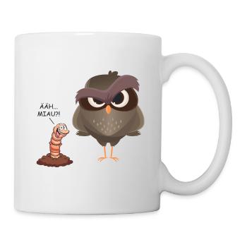 Euh miaou?! Cadeau drôle d'oiseau et de ver - Mug blanc - blanc - Droite