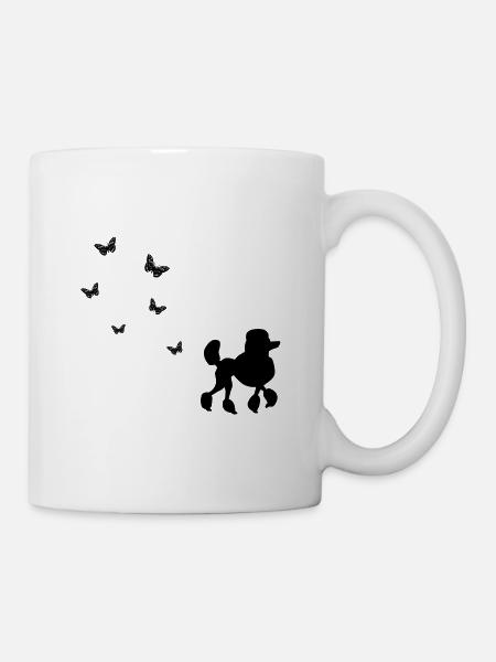 Schattenbild Hund Pudel - Tasse - Weiß