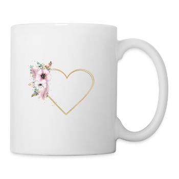 Herz Blumen personalisierbar - Tasse - Weiß - Rechts