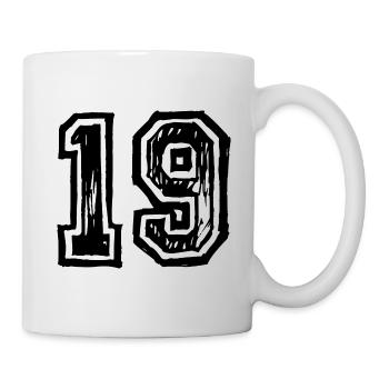19 Zahl Trikot - Tasse - Weiß - Rechts