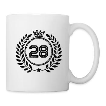 28 Zahl Kranz - Tasse - Weiß - Rechts
