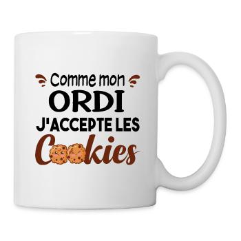 Cookie Cookies Cadeau Ordi PC Ordinateur Humour - Mug blanc - blanc - Droite