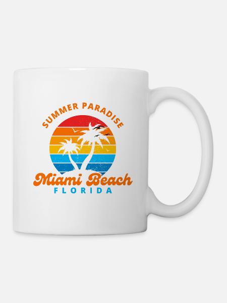 Paradis d’été Miami Beach Floride-Sunset-Palms - Mug blanc - blanc