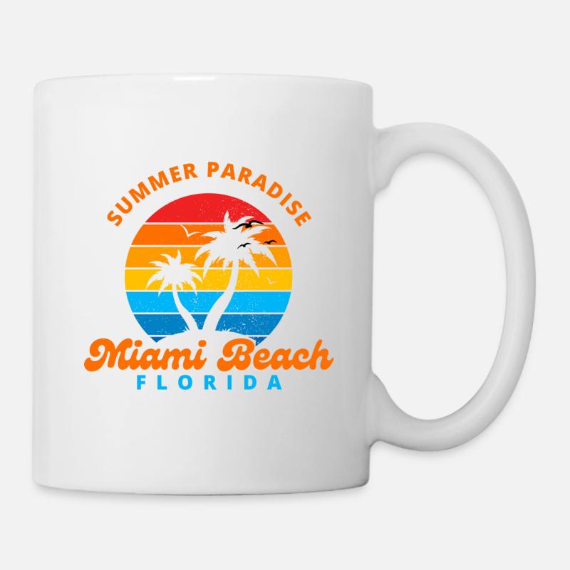 Summer Paradise Miami Beach Florida-Sunset-Palms - Mug - white