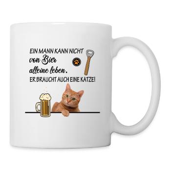 Katzen und Bier alles was ein Mann braucht Liebe - Tasse - Weiß - Rechts