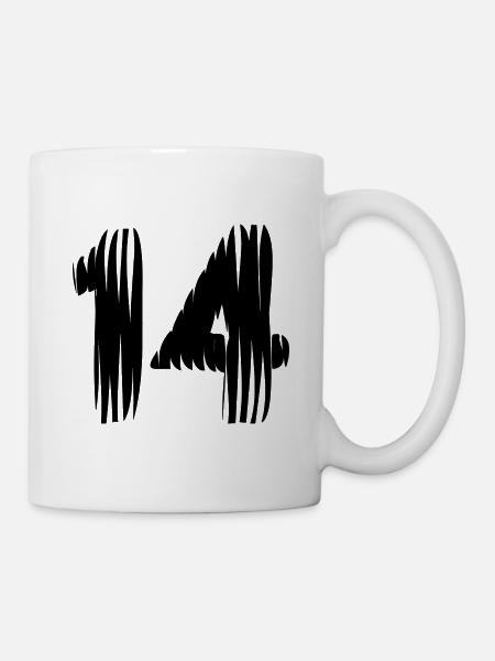 14 Zahl Trikot - Tasse - Weiß