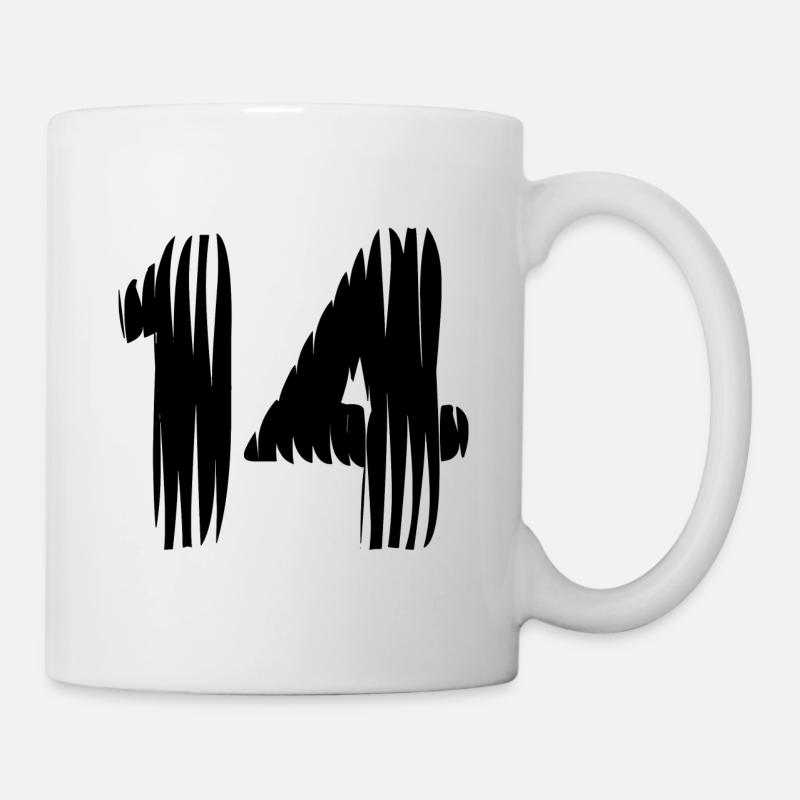 14 Zahl Trikot - Tasse - Weiß