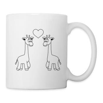 Giraffe Comic Animal Couple Love - Mug - white - Right