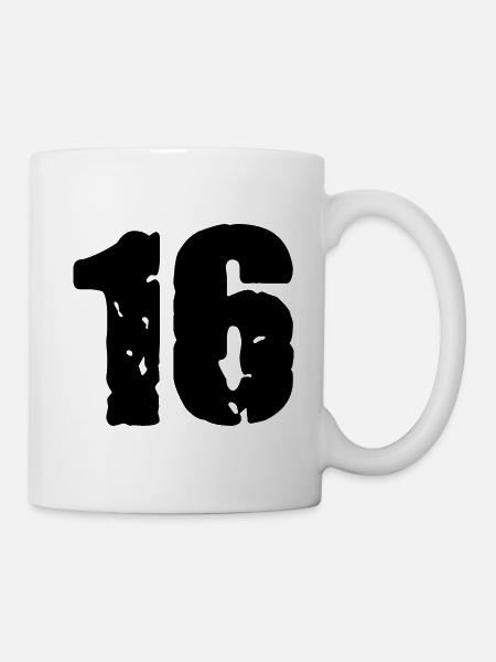16 Zahl Trikot - Tasse - Weiß