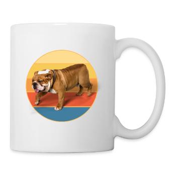 Bulldogge Hunderasse Vintage Retro Sonnenuntergang - Tasse - Weiß - Rechts