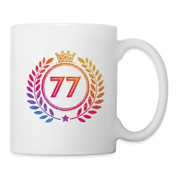 77 Zahl Kranz - Tasse - Weiß - Rechts