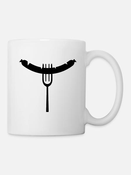 Wurst Gabel - Tasse - Weiß