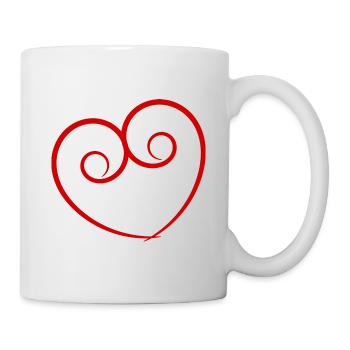 HERZ. HERZ. HEILIGER VALENTINSTAG. LIEBE. LIEBE. HERZ - Tasse - Weiß - Rechts