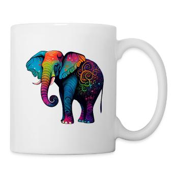 Bunter Elefant - Tasse - Weiß - Rechts