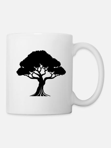 Silhouette de symbole d’arbre - Mug blanc - blanc